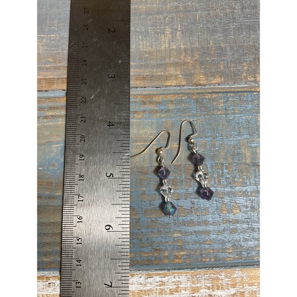 Handmade Crystal Dangle Earrings With Sterling Silver Hooks - Picture 2 of 3